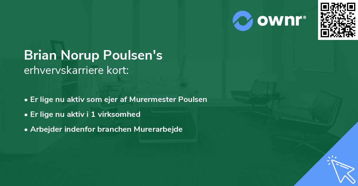 Brian Norup Poulsen's erhvervskarriere kort