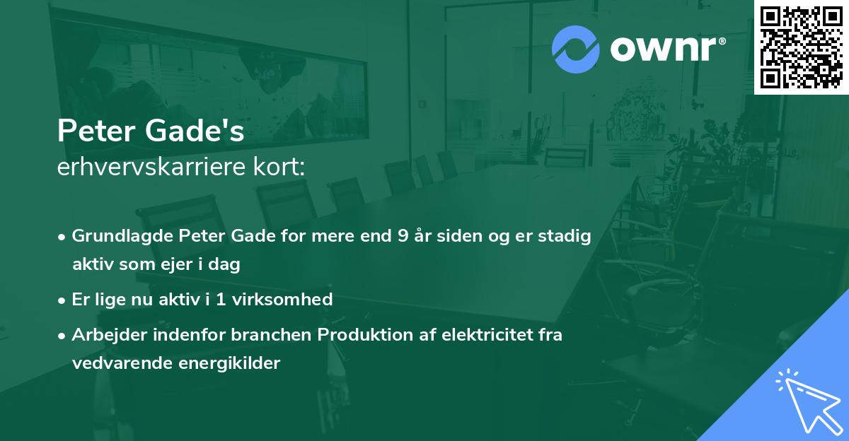 Peter Gade's erhvervskarriere kort