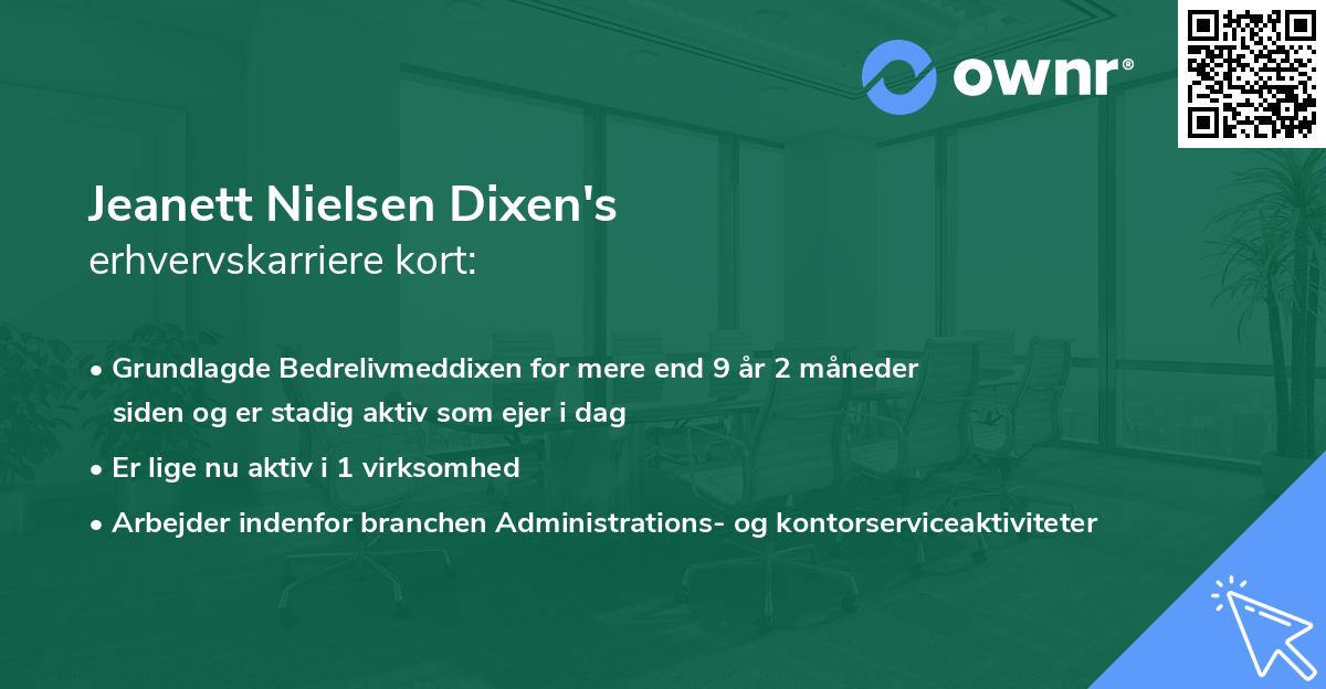 Jeanett Nielsen Dixen's erhvervskarriere kort