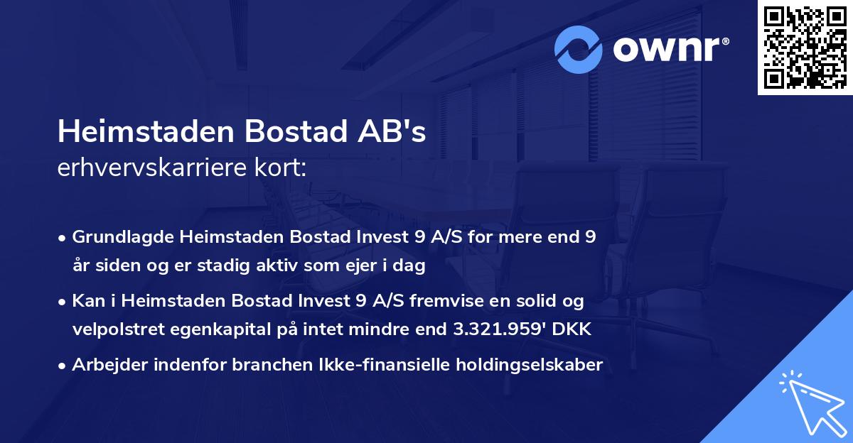 Heimstaden Bostad AB's erhvervskarriere kort