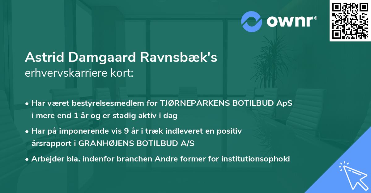 Astrid Damgaard Ravnsbæk's erhvervskarriere kort