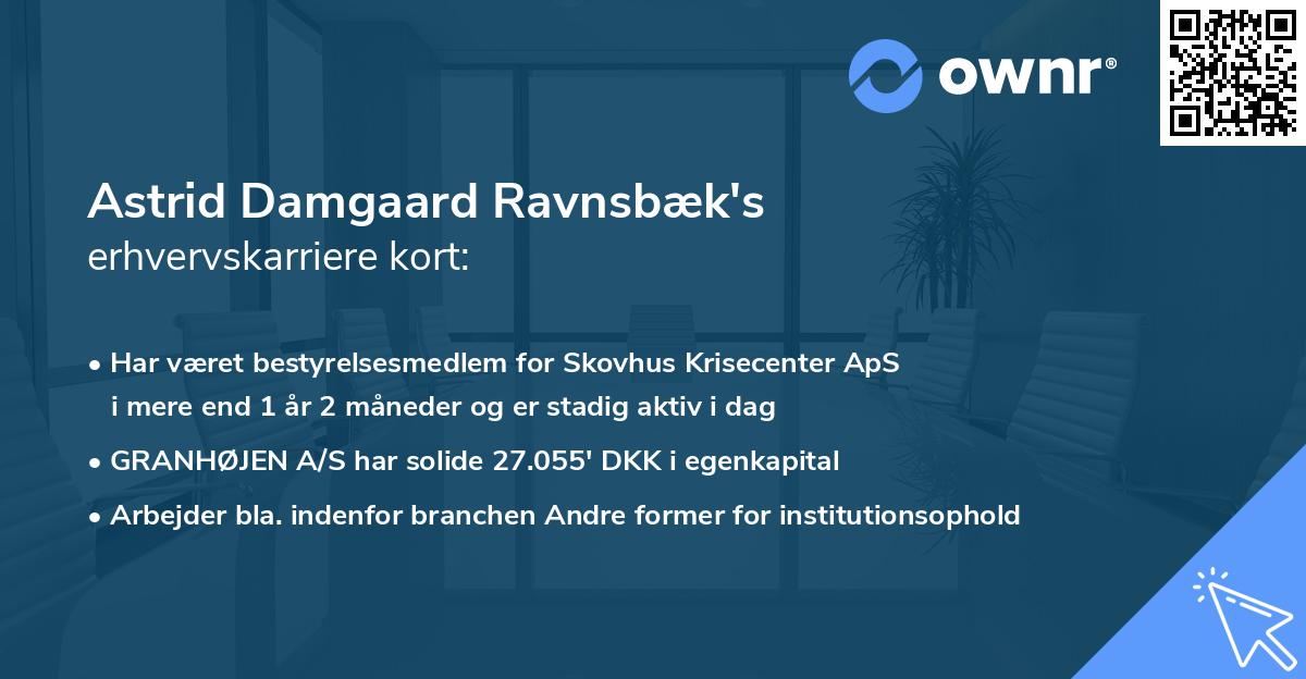 Astrid Damgaard Ravnsbæk's erhvervskarriere kort