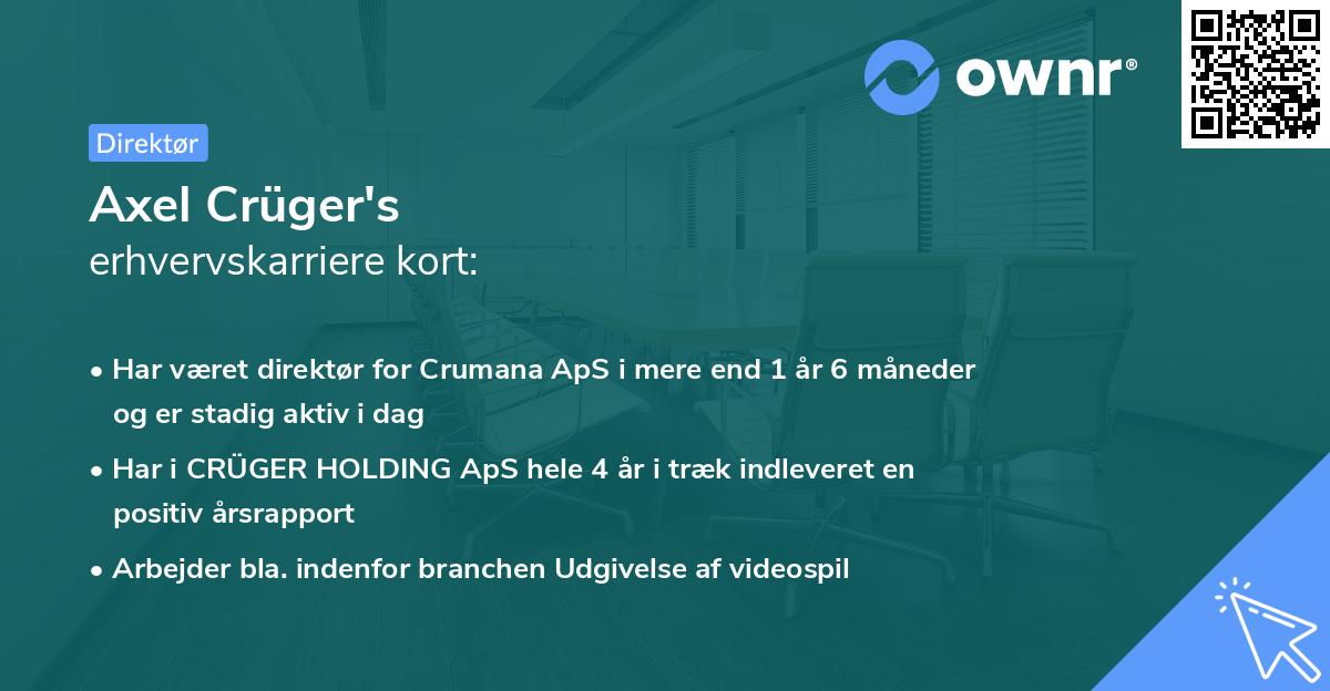 Axel Crüger's erhvervskarriere kort