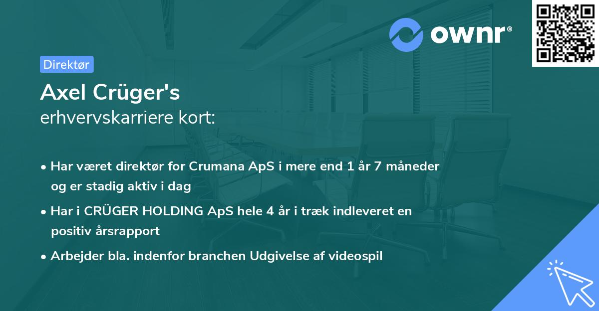 Axel Crüger's erhvervskarriere kort