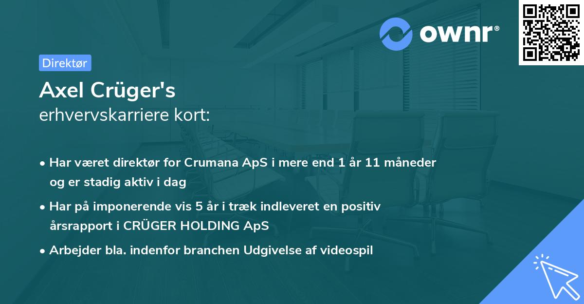 Axel Crüger's erhvervskarriere kort