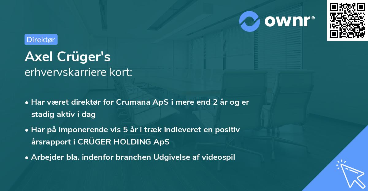 Axel Crüger's erhvervskarriere kort