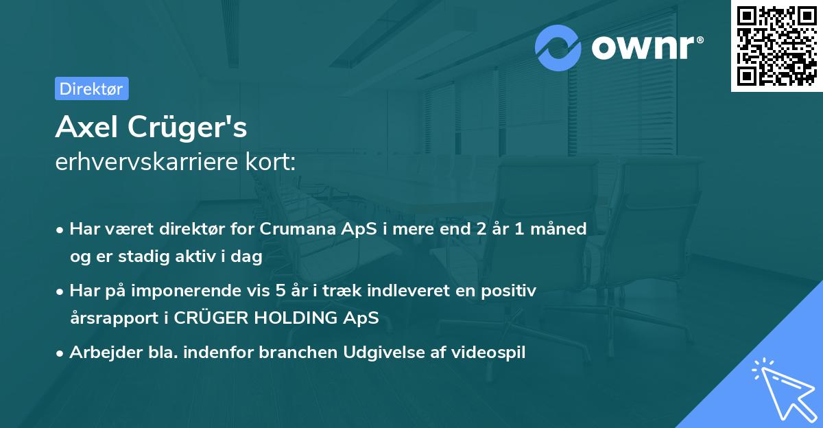 Axel Crüger's erhvervskarriere kort