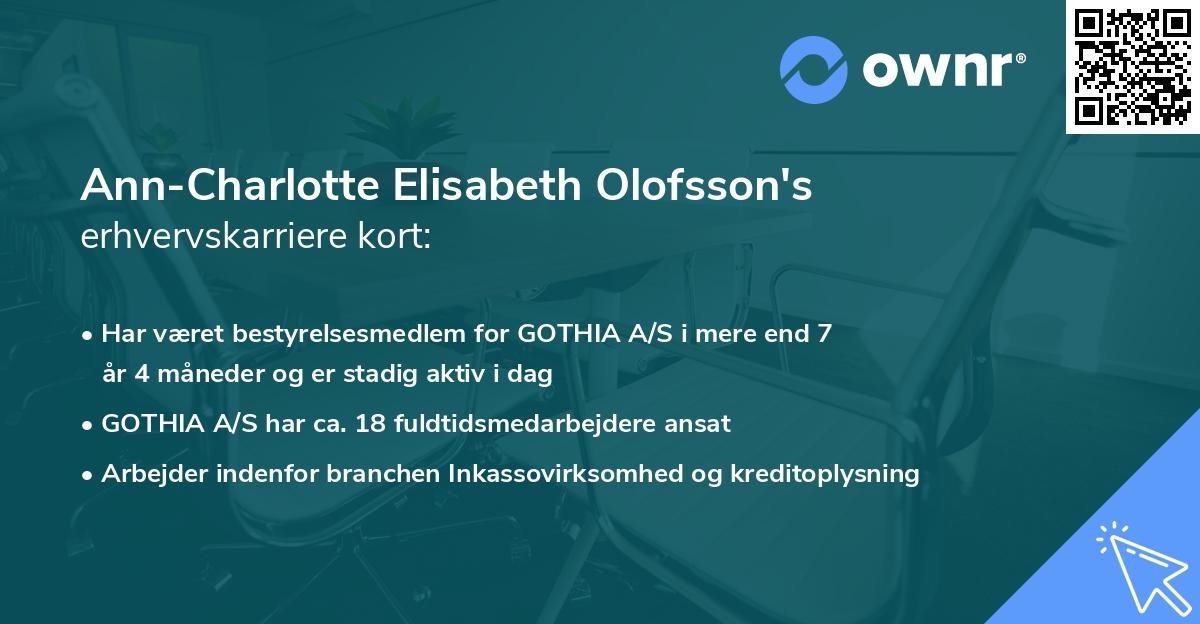 Ann-Charlotte Elisabeth Olofsson's erhvervskarriere kort