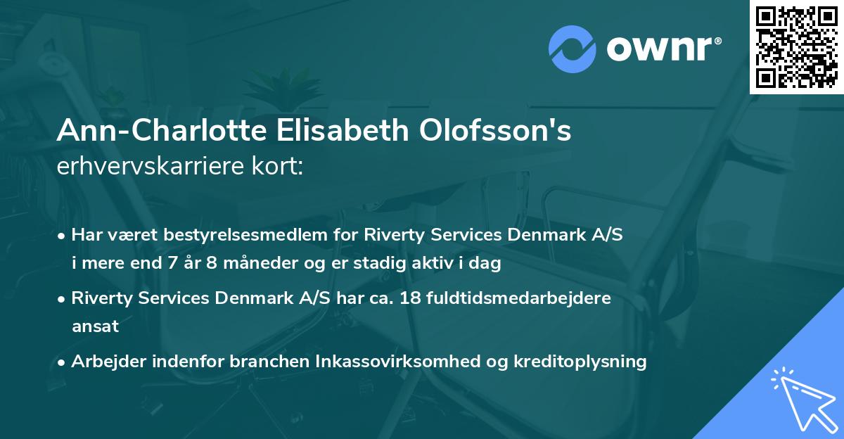 Ann-Charlotte Elisabeth Olofsson's erhvervskarriere kort