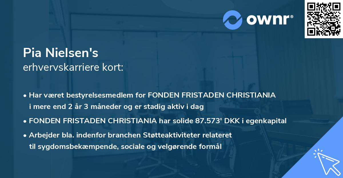 Pia Nielsen's erhvervskarriere kort