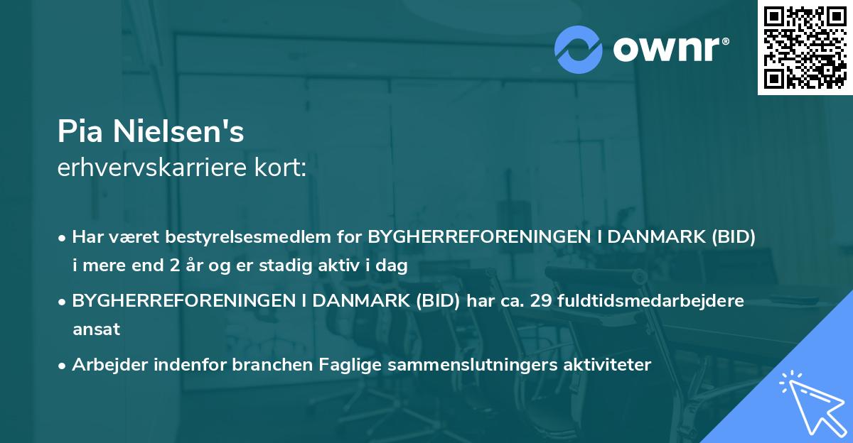 Pia Nielsen's erhvervskarriere kort