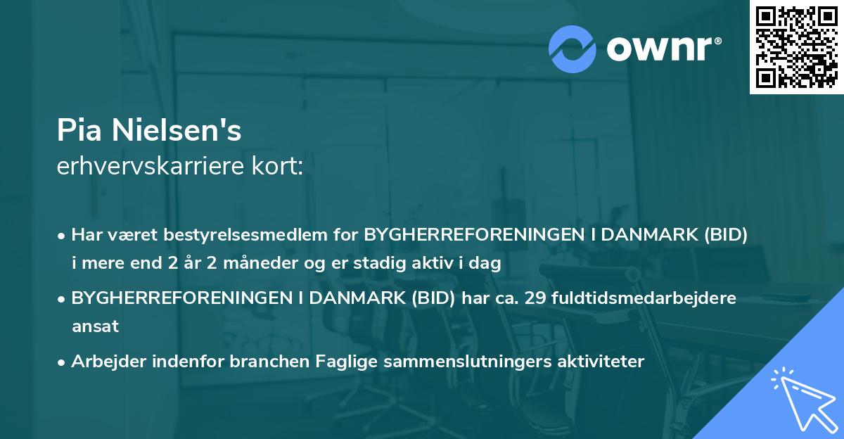 Pia Nielsen's erhvervskarriere kort