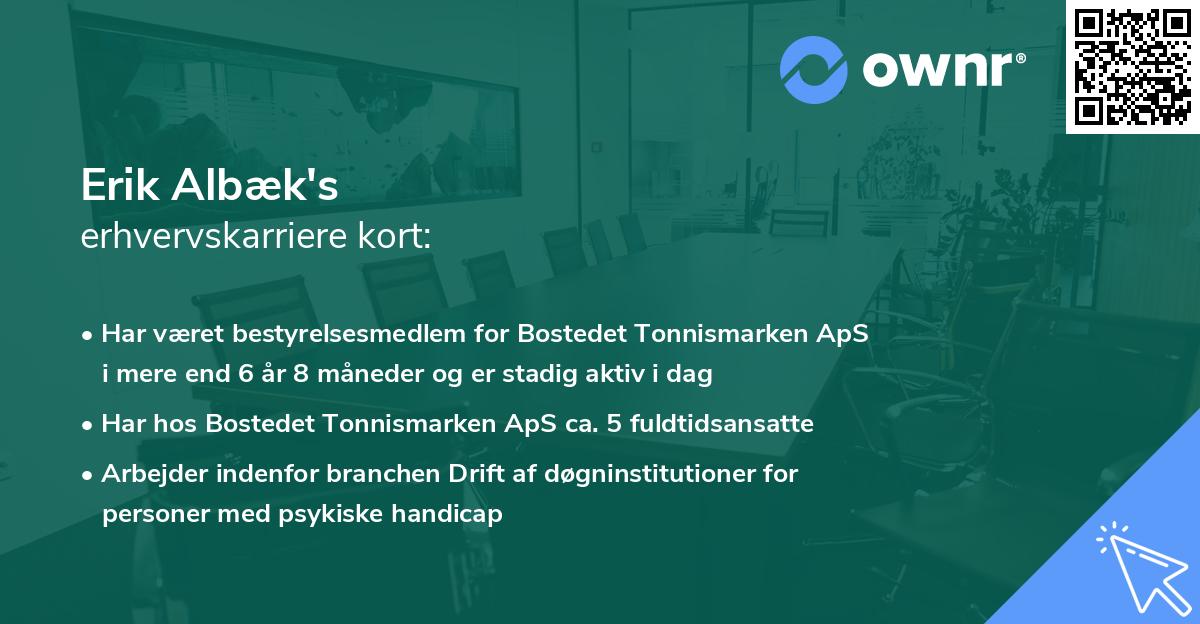 Erik Albæk's erhvervskarriere kort