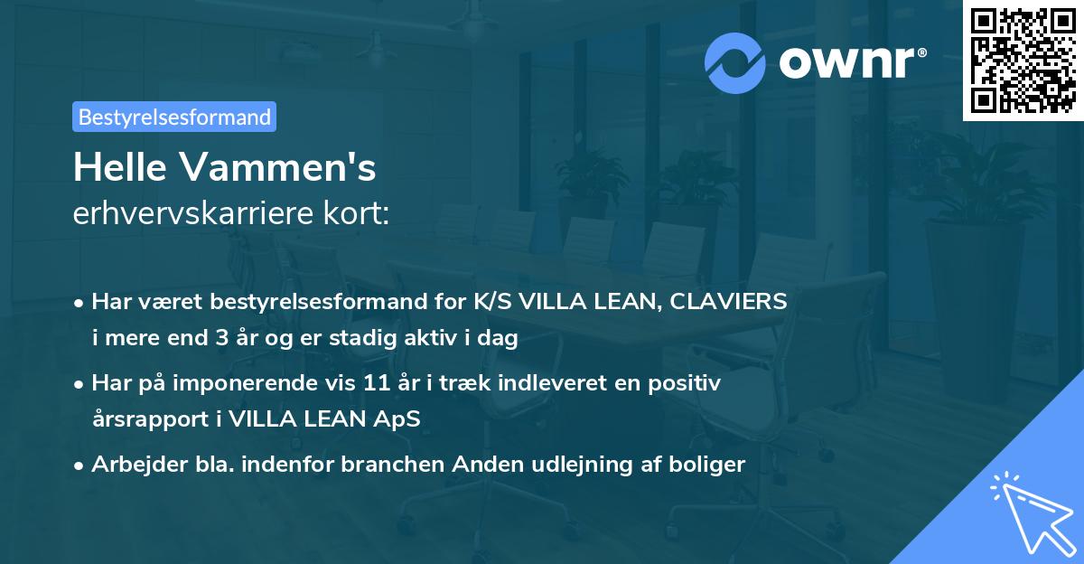 Helle Vammen's erhvervskarriere kort