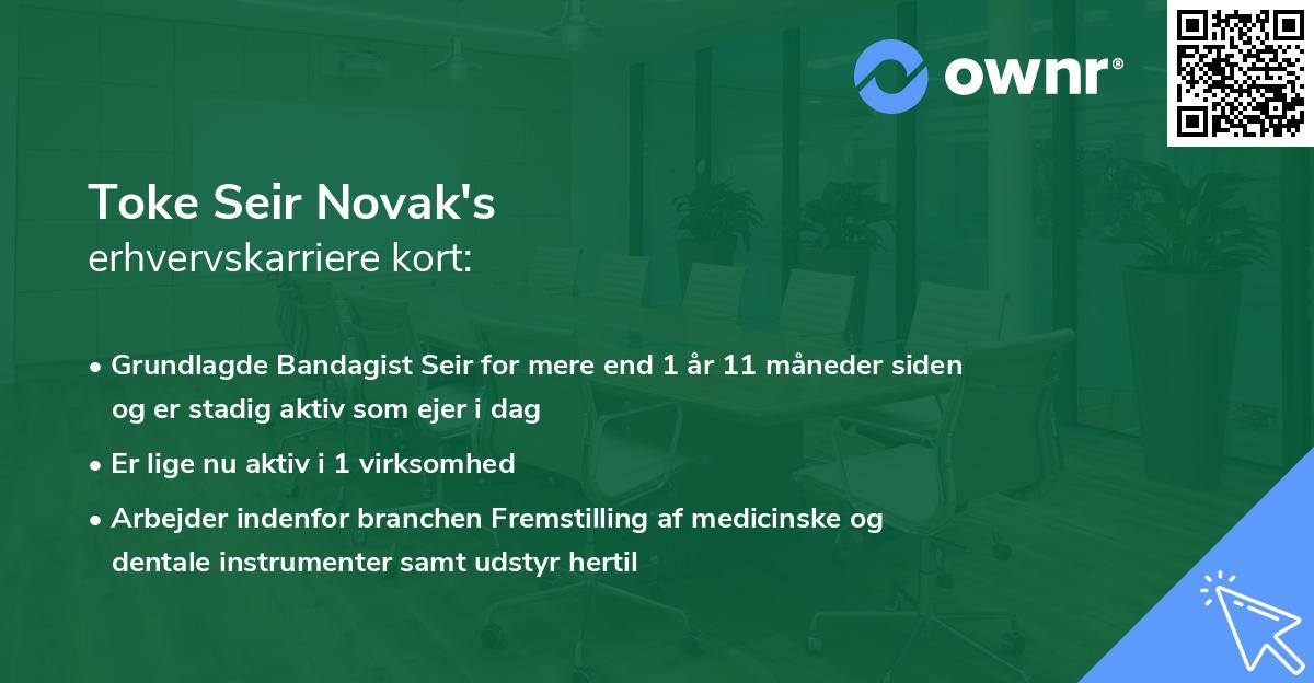 Toke Seir Novak's erhvervskarriere kort
