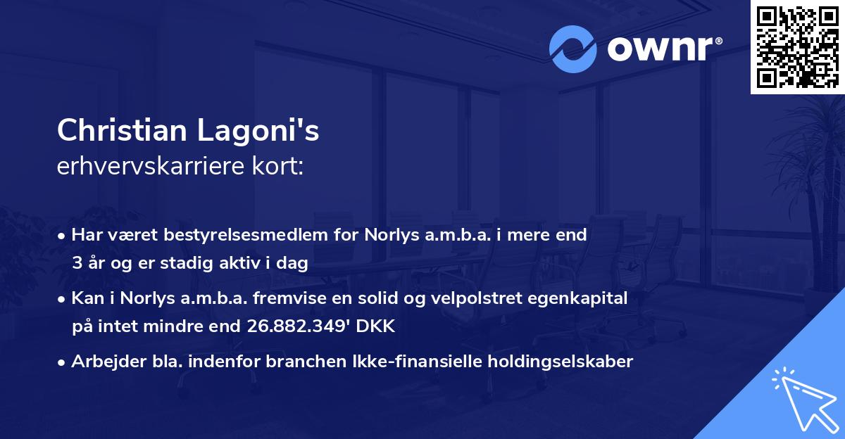 Christian Lagoni's erhvervskarriere kort