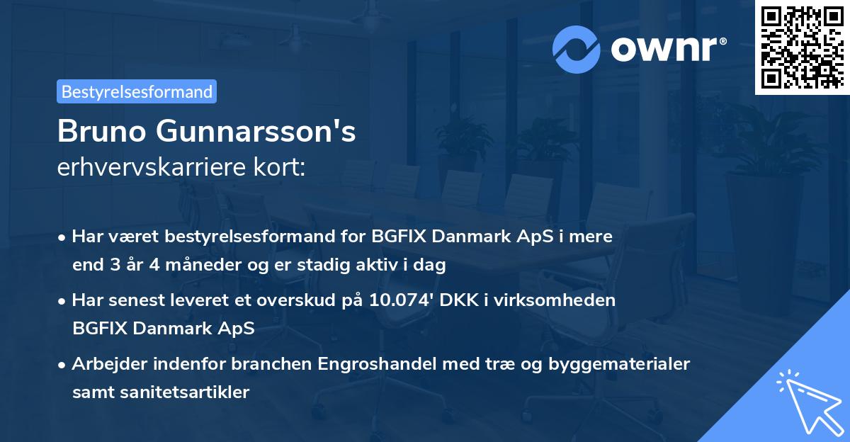Bruno Gunnarsson's erhvervskarriere kort