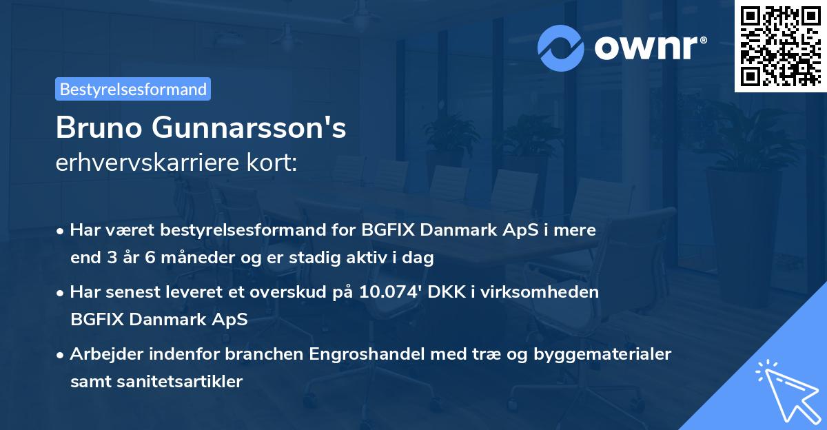 Bruno Gunnarsson's erhvervskarriere kort
