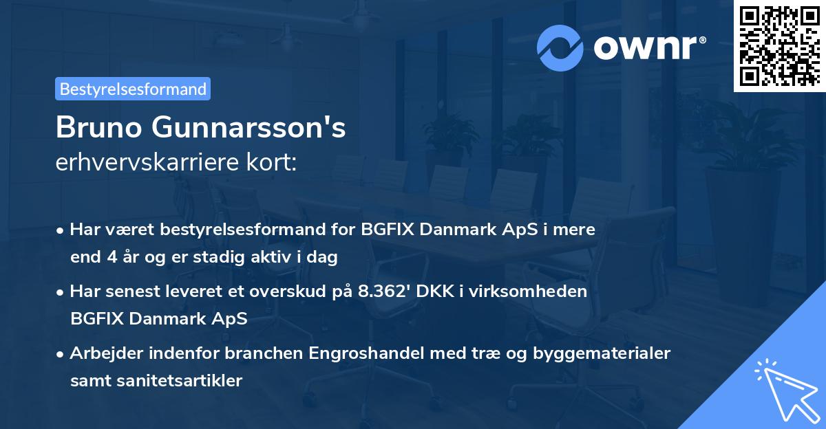Bruno Gunnarsson's erhvervskarriere kort