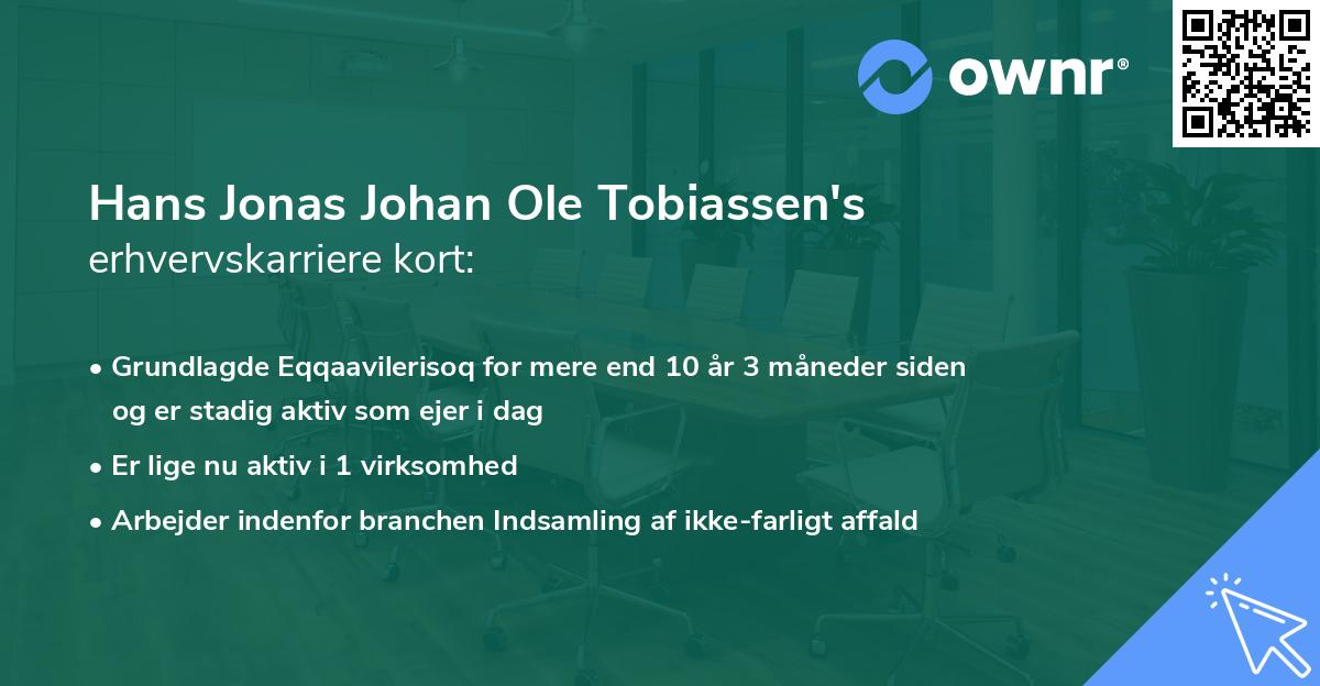 Hans Jonas Johan Ole Tobiassen's erhvervskarriere kort