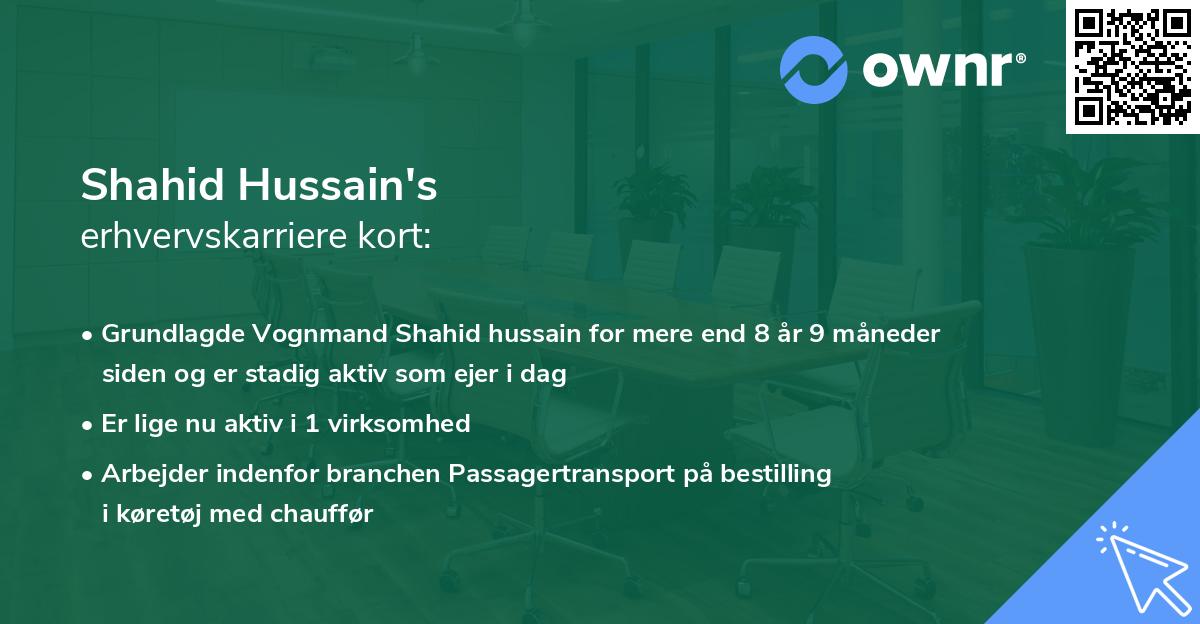 Shahid Hussain's erhvervskarriere kort