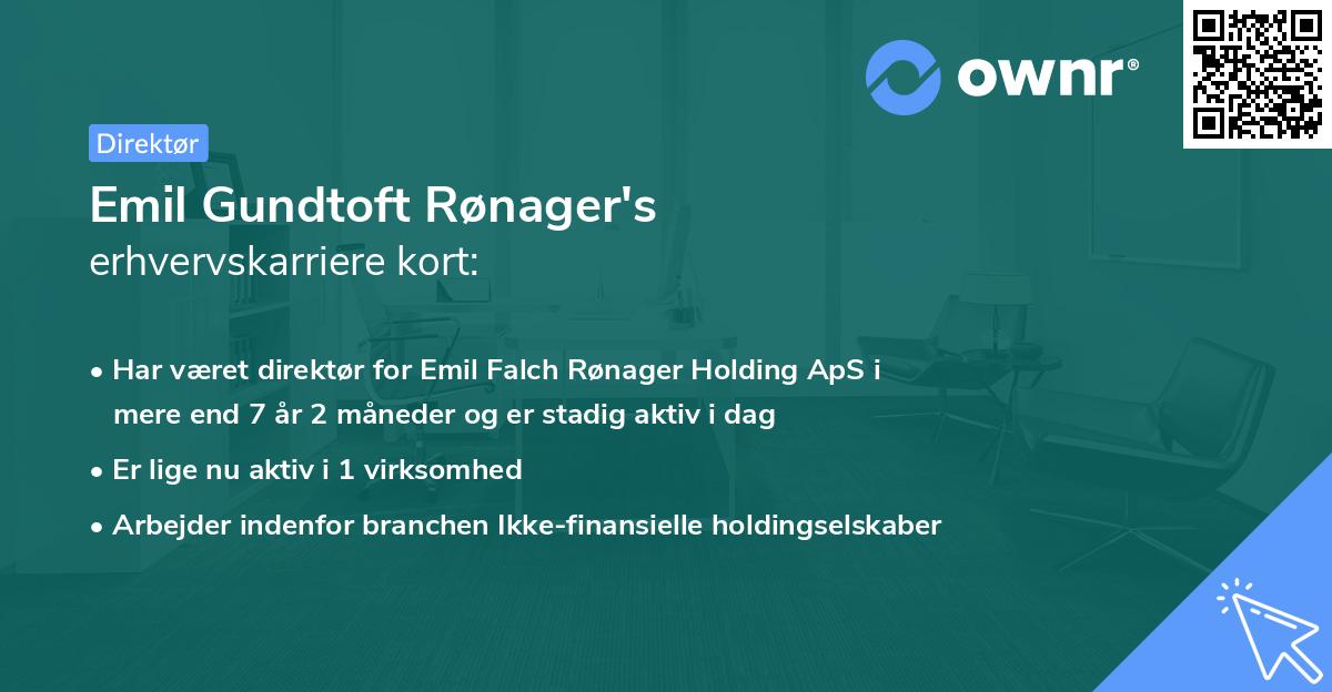 Emil Gundtoft Rønager's erhvervskarriere kort