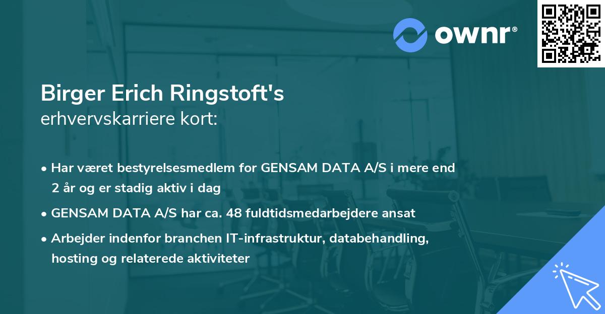 Birger Erich Ringstoft's erhvervskarriere kort