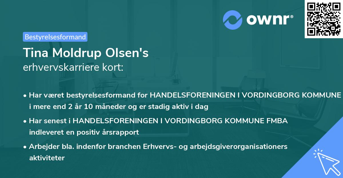 Tina Moldrup Olsen's erhvervskarriere kort