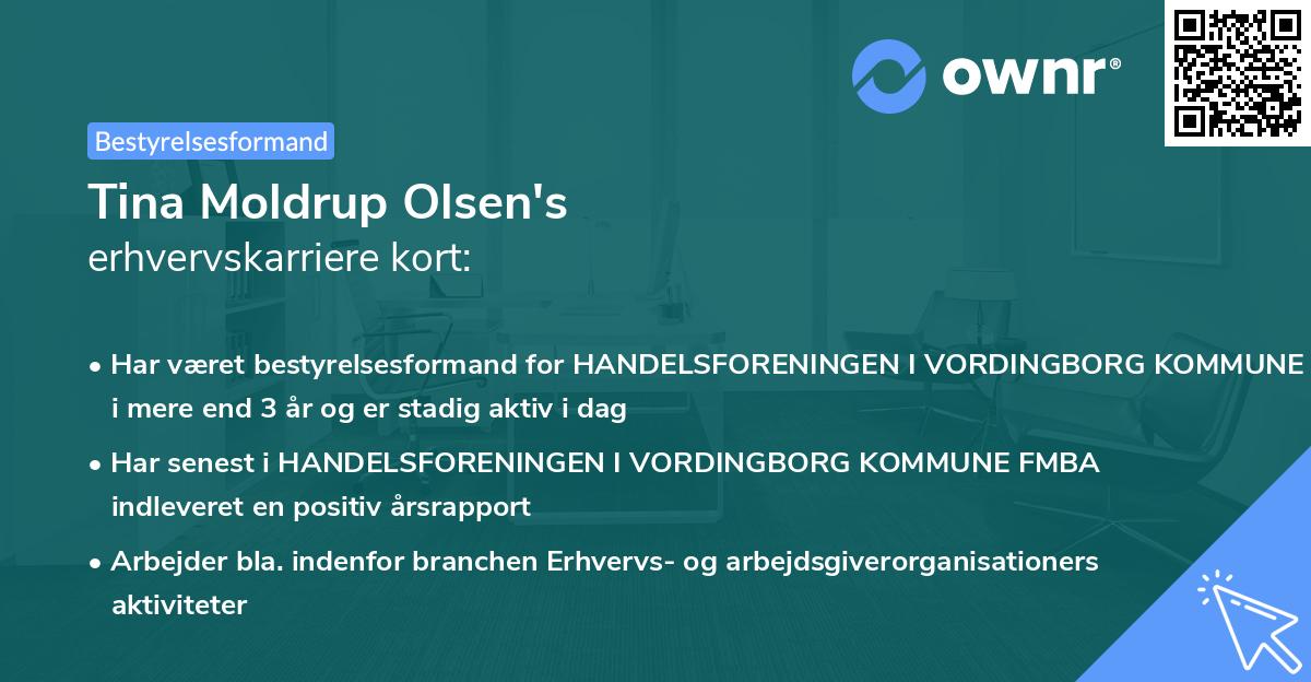 Tina Moldrup Olsen's erhvervskarriere kort