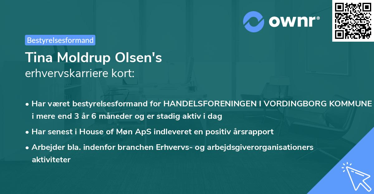 Tina Moldrup Olsen's erhvervskarriere kort