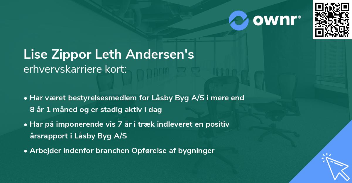 Lise Zippor Leth Andersen's erhvervskarriere kort