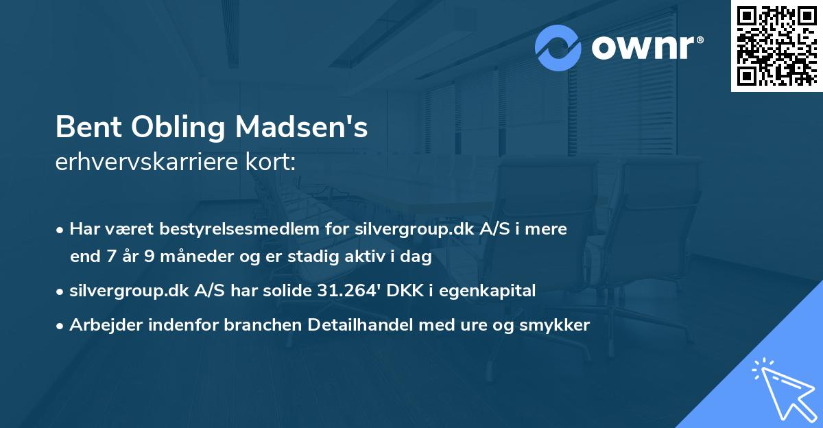 Bent Obling Madsen's erhvervskarriere kort