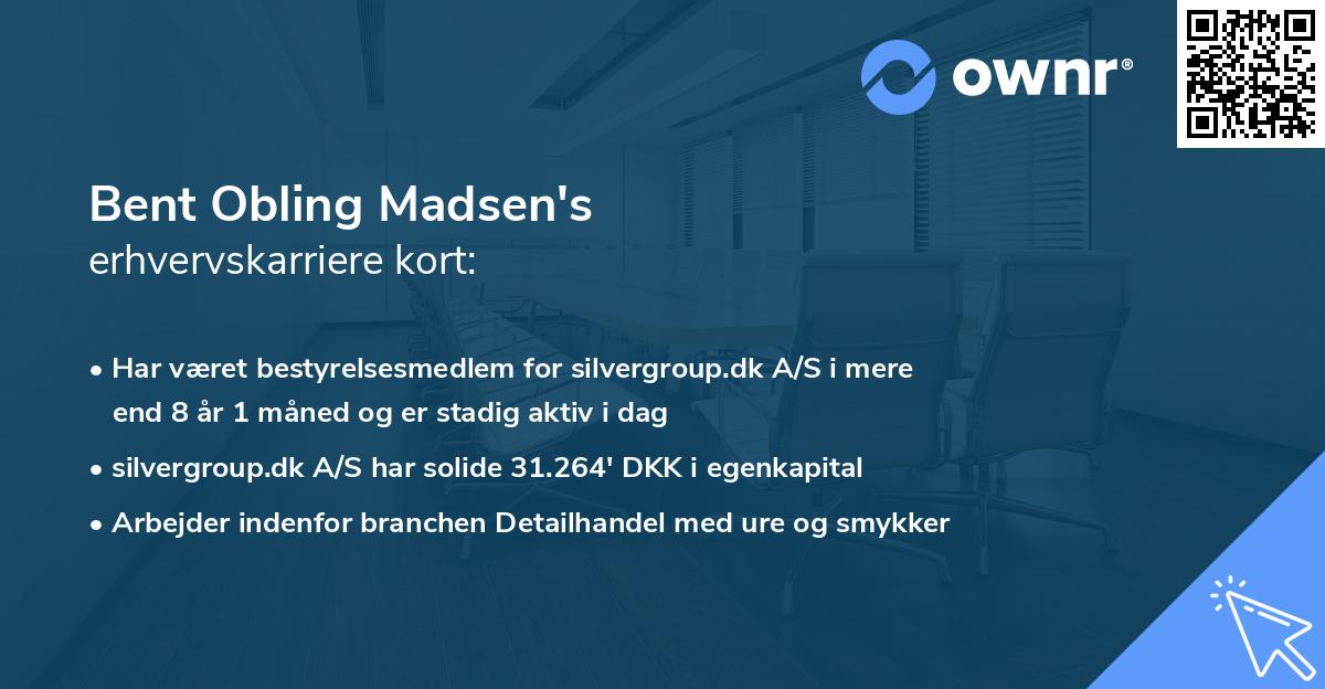 Bent Obling Madsen's erhvervskarriere kort