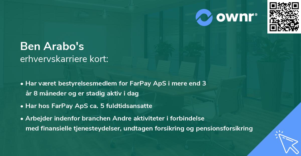Ben Arabo's erhvervskarriere kort