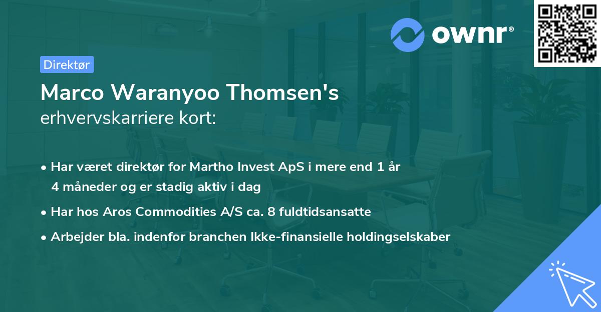 Marco Waranyoo Thomsen's erhvervskarriere kort