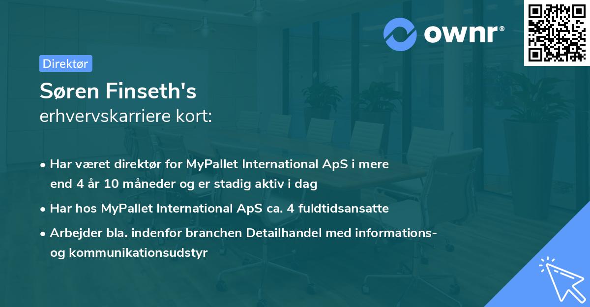 Søren Finseth's erhvervskarriere kort