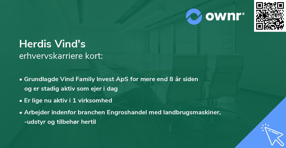 Herdis Vind's erhvervskarriere kort