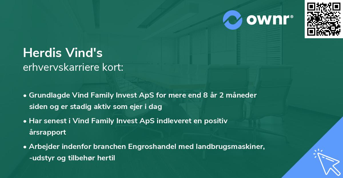 Herdis Vind's erhvervskarriere kort