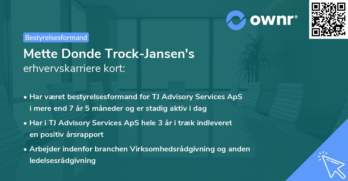 Mette Donde Trock-Jansen's erhvervskarriere kort