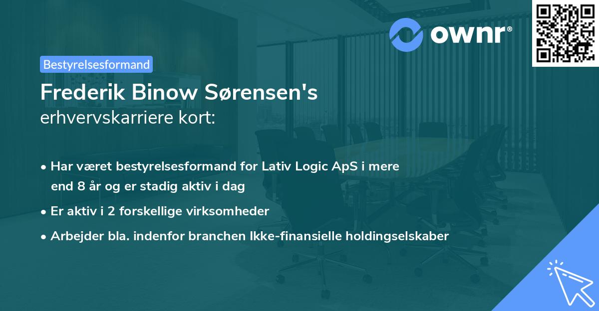 Frederik Binow Sørensen's erhvervskarriere kort