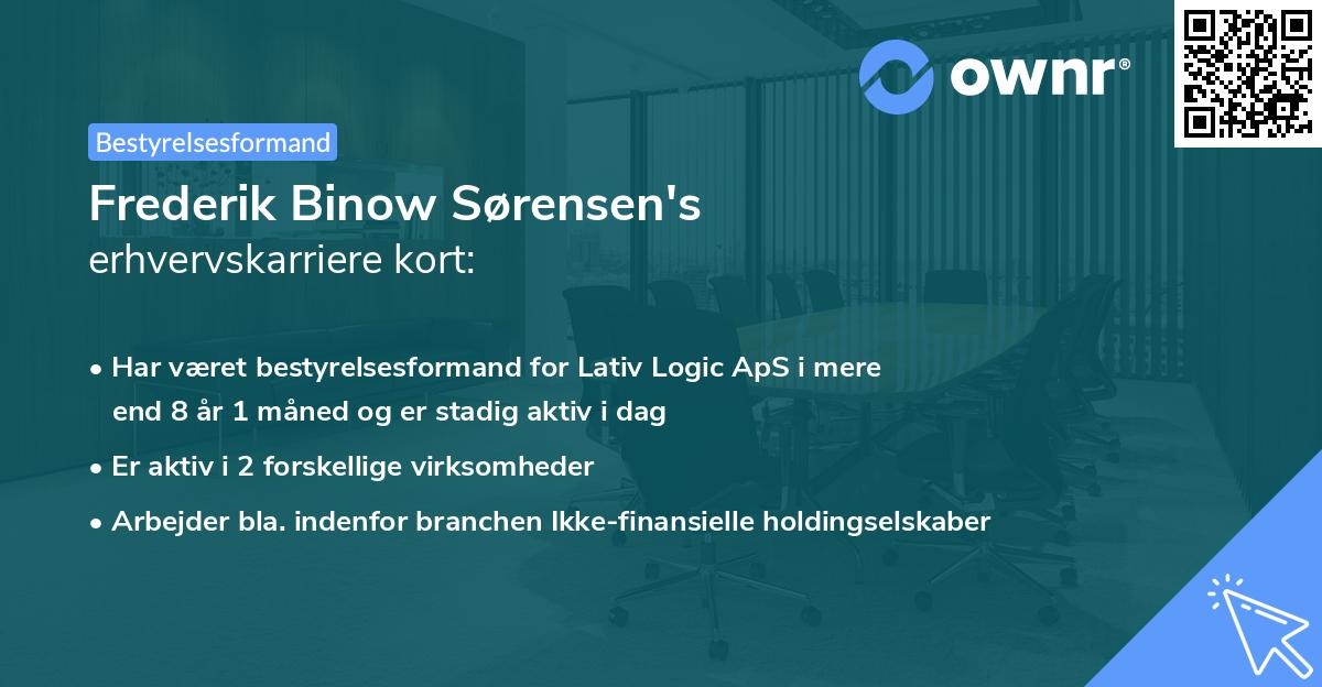 Frederik Binow Sørensen's erhvervskarriere kort