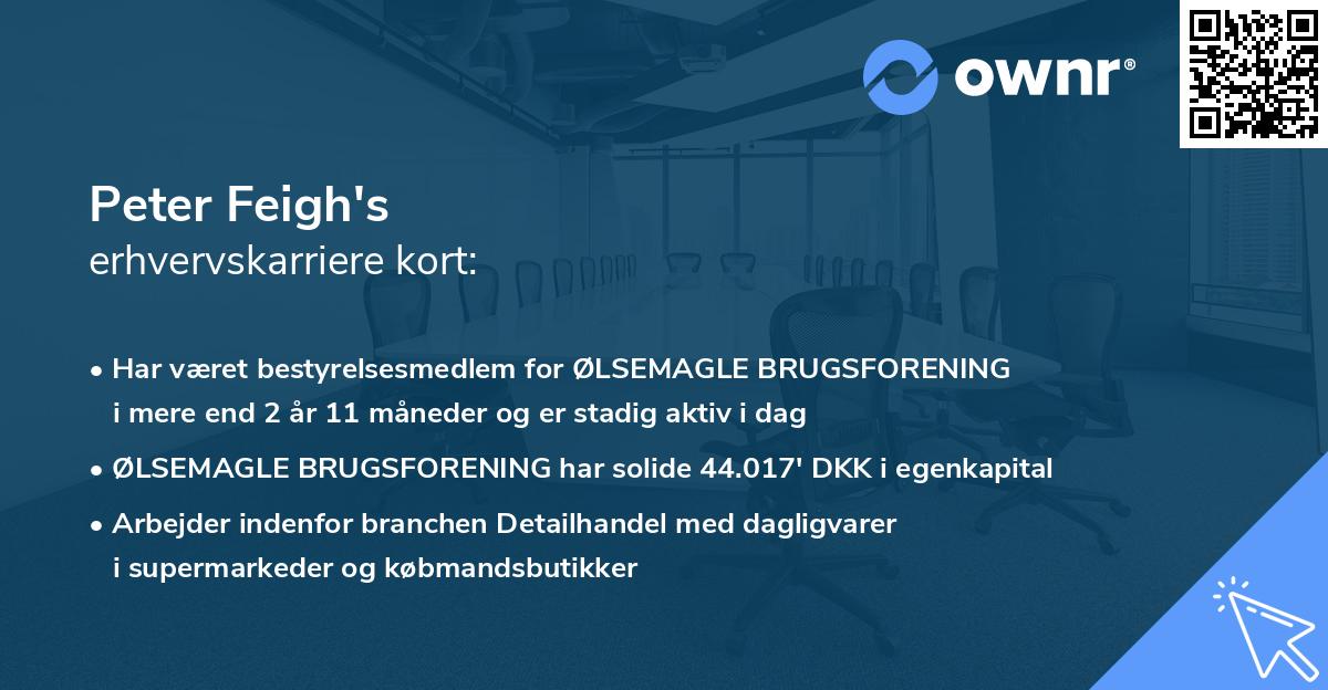 Peter Feigh's erhvervskarriere kort