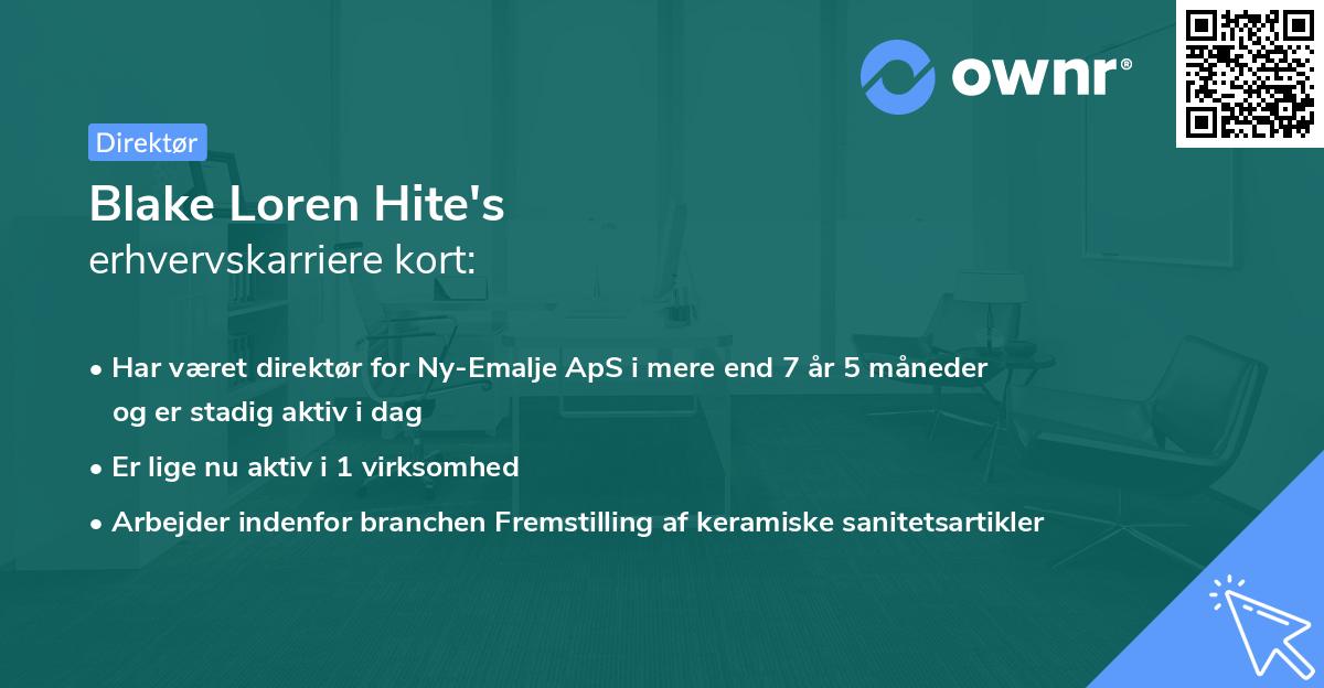 Blake Loren Hite's erhvervskarriere kort