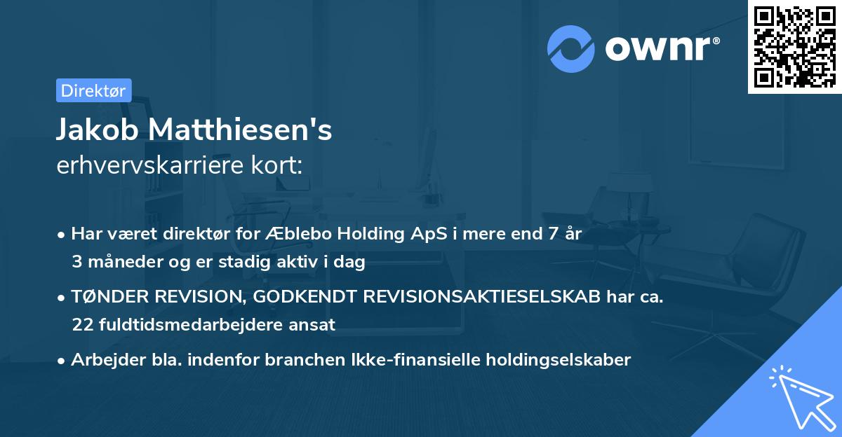 Jakob Matthiesen's erhvervskarriere kort