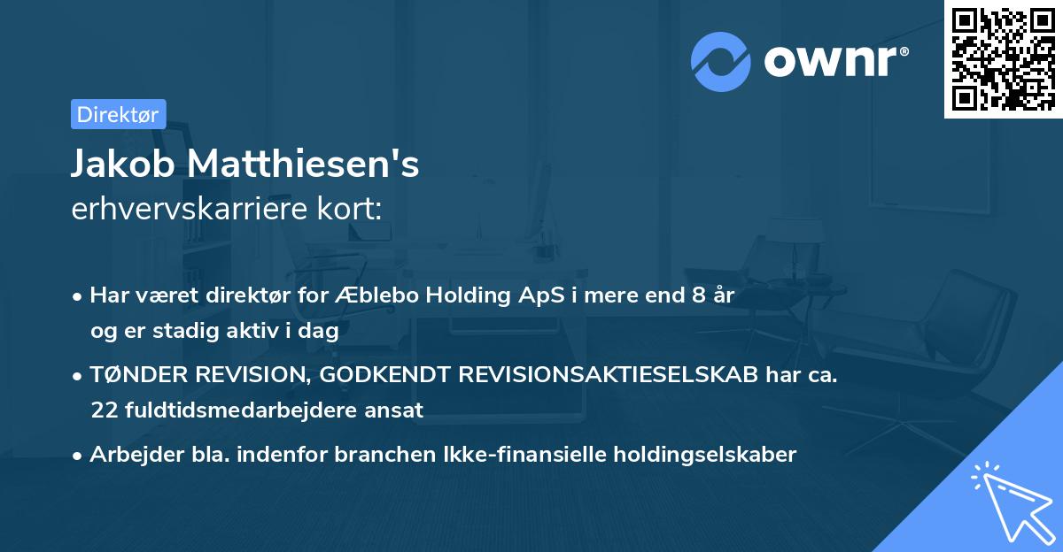 Jakob Matthiesen's erhvervskarriere kort