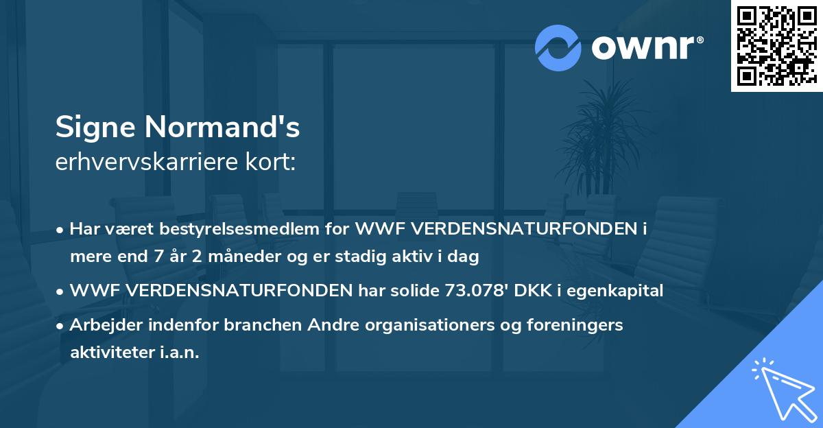 Signe Normand's erhvervskarriere kort