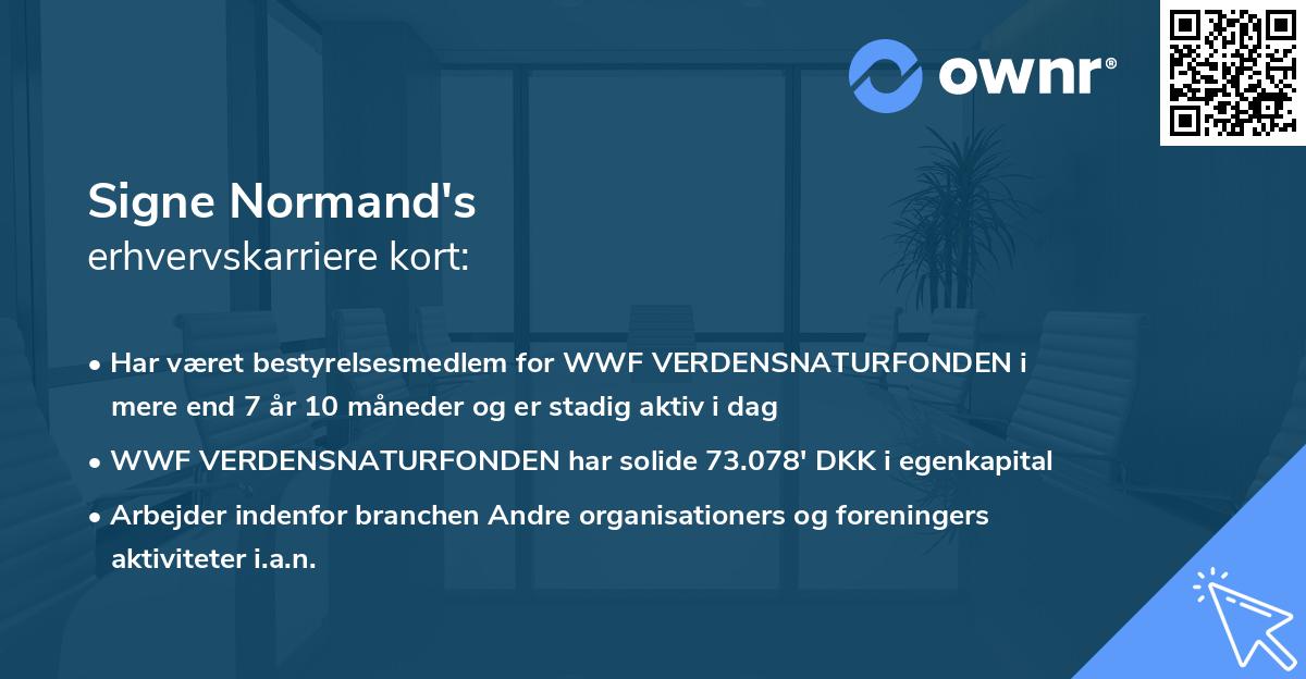 Signe Normand's erhvervskarriere kort
