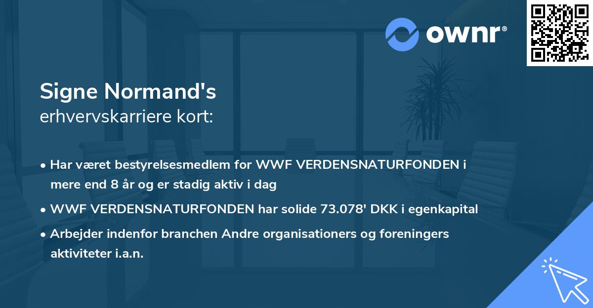 Signe Normand's erhvervskarriere kort