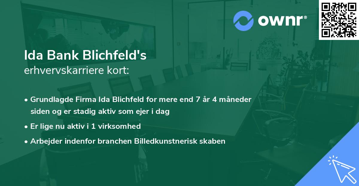 Ida Bank Blichfeld's erhvervskarriere kort
