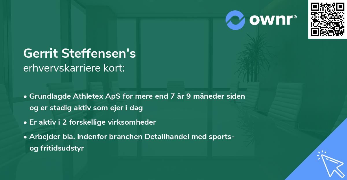 Gerrit Steffensen's erhvervskarriere kort